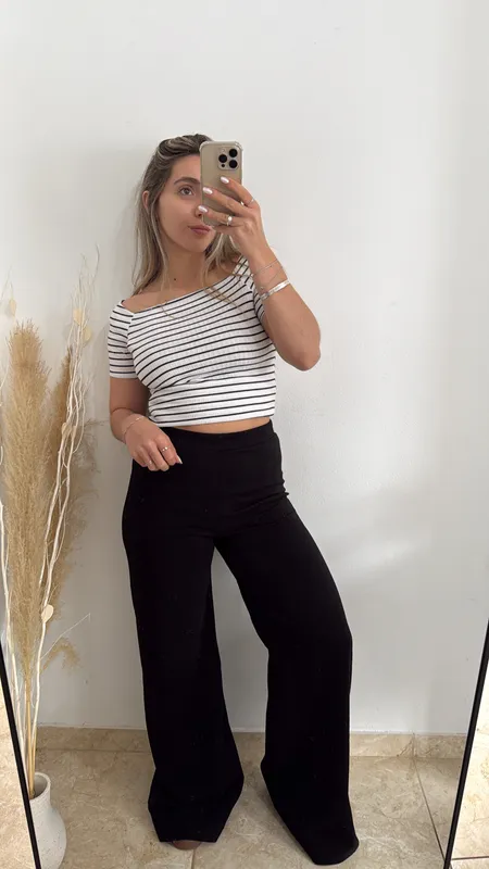 Palazo negro (tela brillosa) talle m