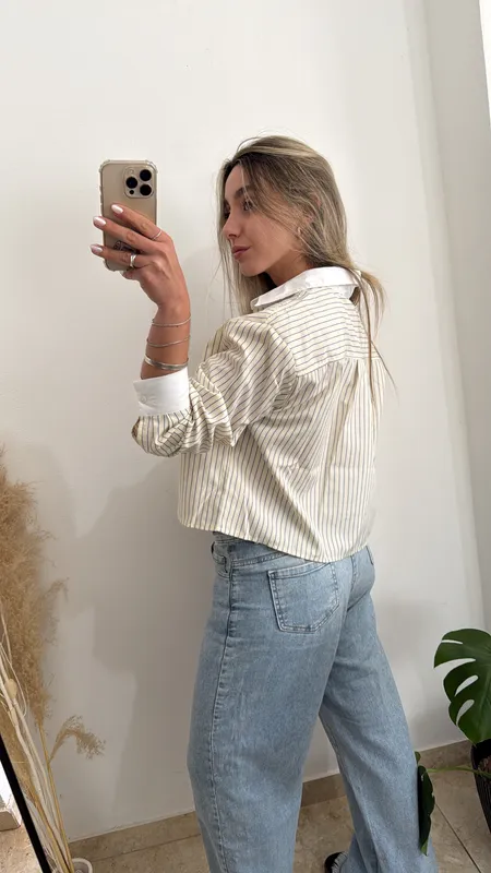Camisa nueva a rayas amarilla talle s
