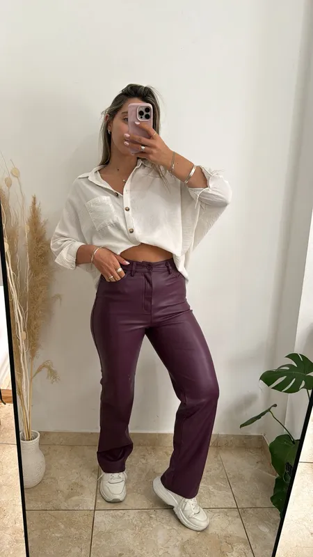 Engomado wide leg talle 36 color uva