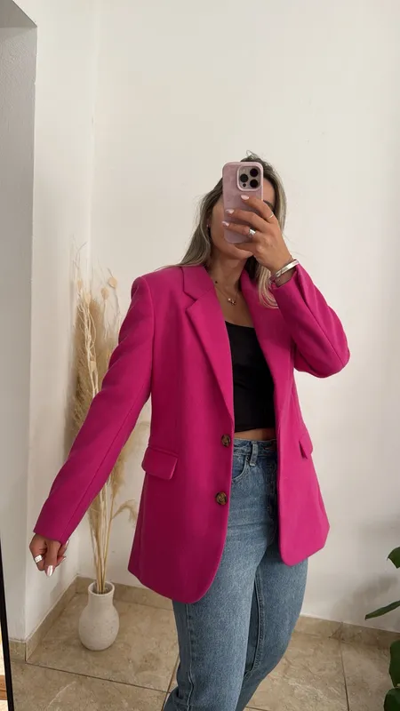 Saco de paño fucsia talle s