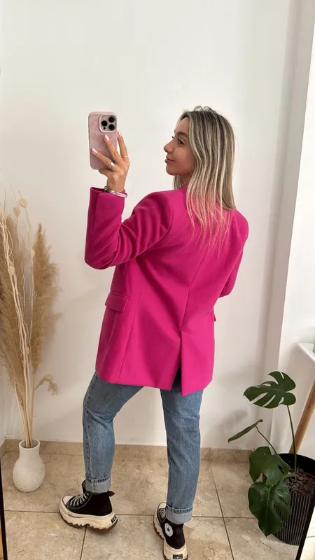 Saco de paño fucsia talle s