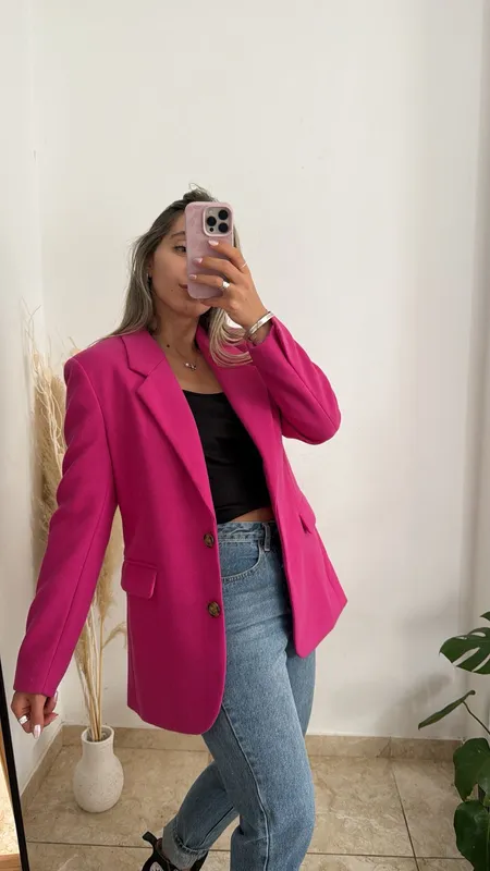 Saco de paño fucsia talle s