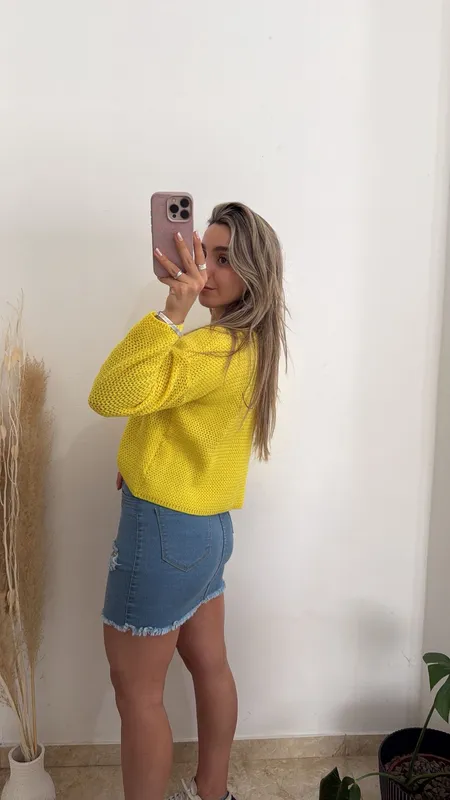 Pollera de jeans con roturas t.40