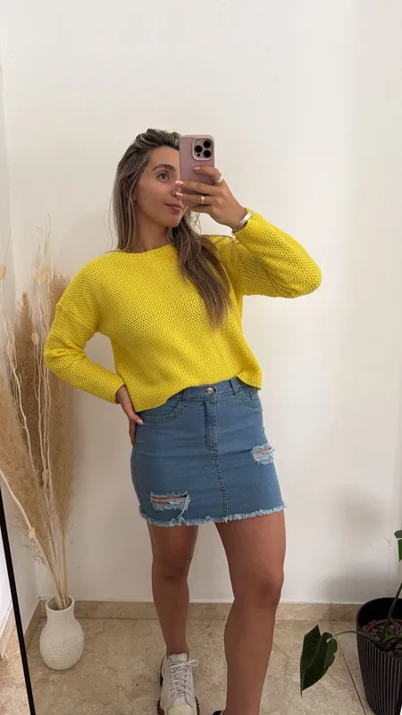 Pollera de jeans con roturas t.40