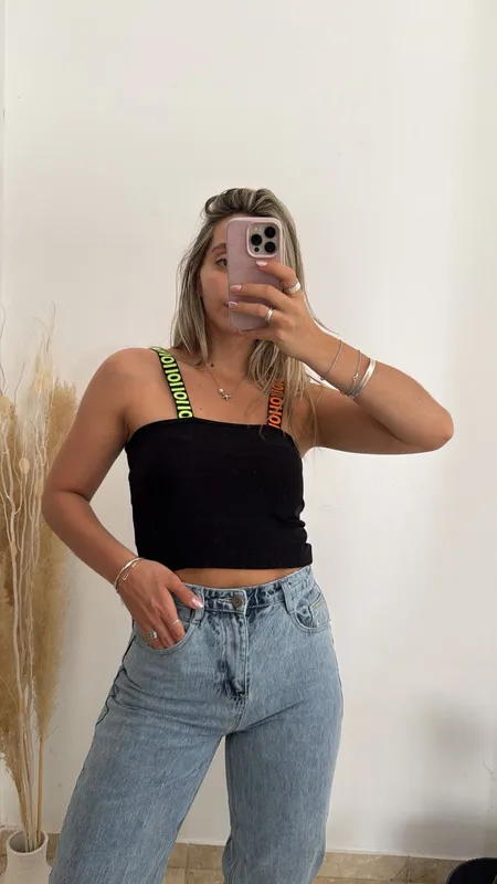 Top brillos tiras colores talle m