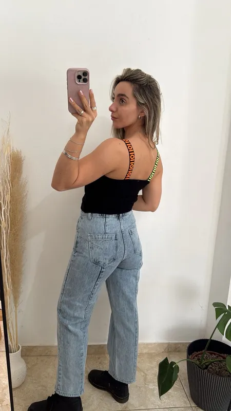 Top brillos tiras colores talle m