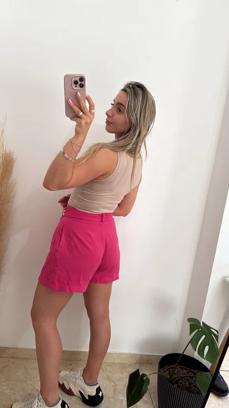 Short fucsia indian de tela talle m