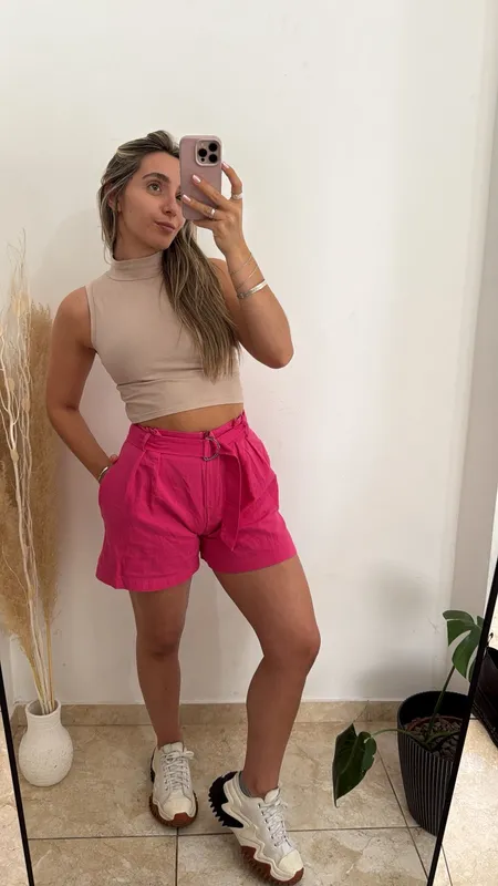 Short fucsia indian de tela talle m