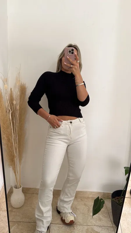 Jeans blanco semi oxford