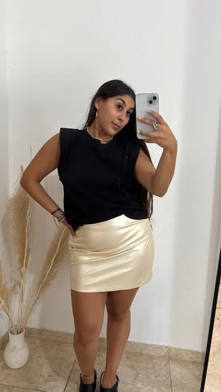 Pollera dorada engomada indian talle l