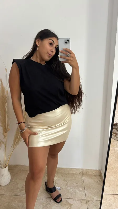 Pollera dorada engomada indian talle l