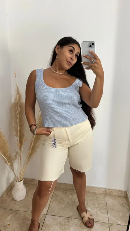 Musculosa de hilo celeste l