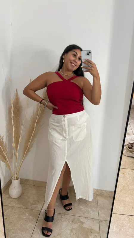 Pollera larga blanca talle xl