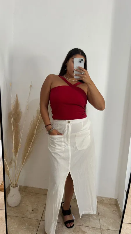 Pollera larga blanca talle xl