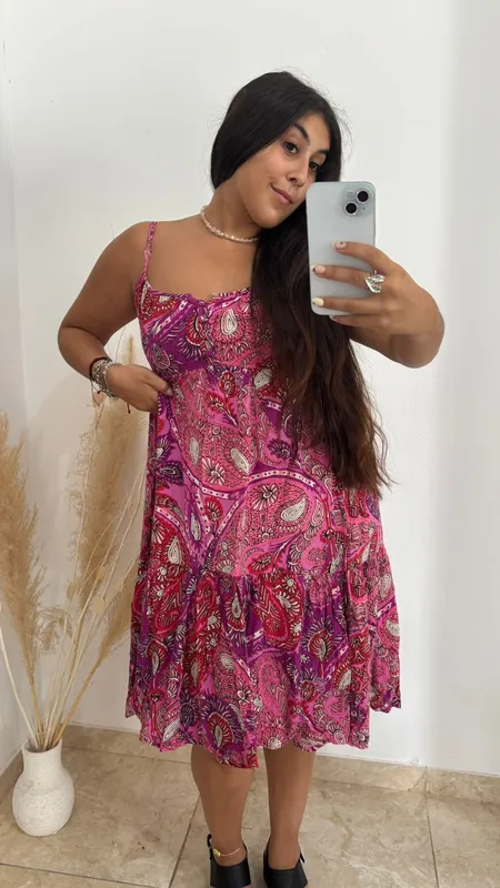 Vestido fucsia y violeta talle m
