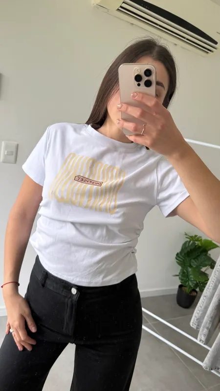 Remera nueva blanca talle l c/frunce
