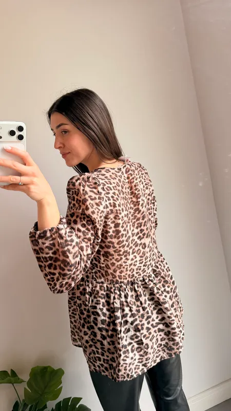 Camisa animal print con lazos talle l