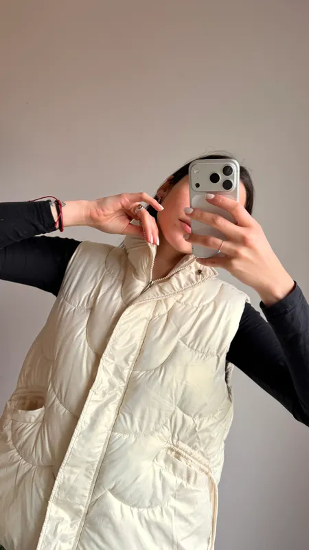 Chaleco puffer peach talle l