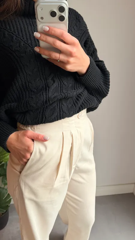 Pantalon de tela beige talle s nuevo