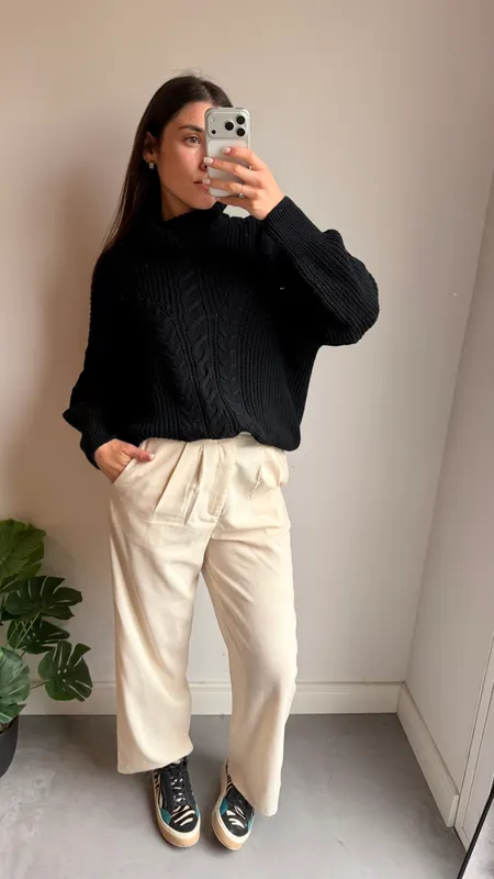 Pantalon de tela beige talle s nuevo