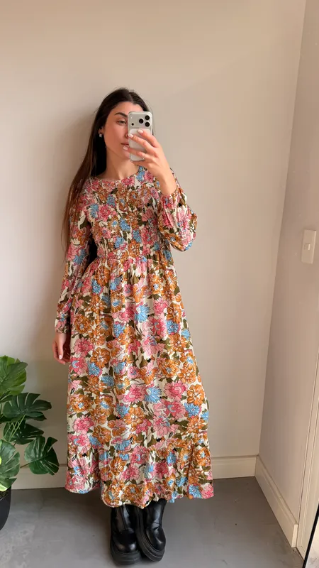 Vestido floreado manga larga romero TALLE SM 