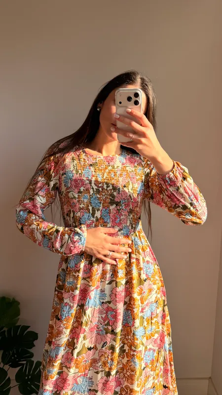 Vestido floreado manga larga romero TALLE SM 