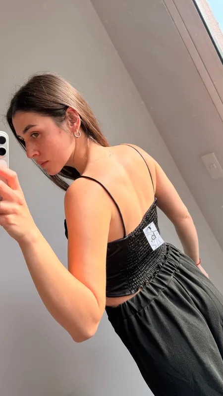 Top negro frunce talle m