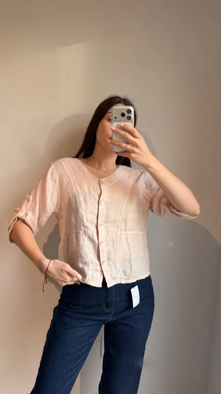 Camisa rosada de lino talle sm