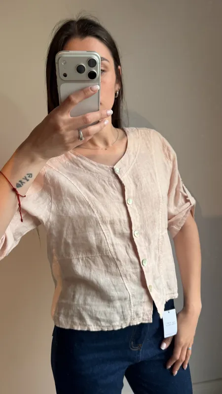 Camisa rosada de lino talle sm
