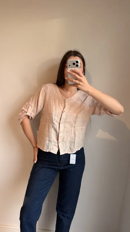 Camisa rosada de lino talle sm