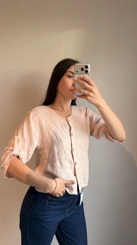 Camisa rosada de lino talle sm