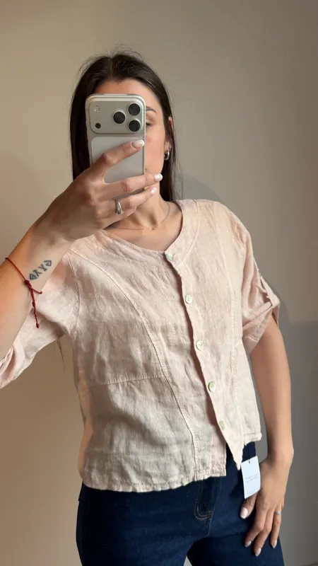 Camisa rosada de lino talle sm