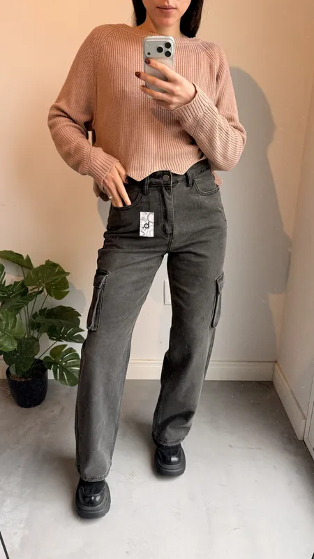 Cargo negro de jeans talle 38