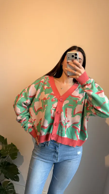 Saco indian rosa y verde talle xl