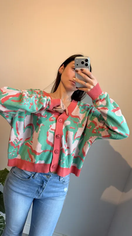Saco indian rosa y verde talle xl