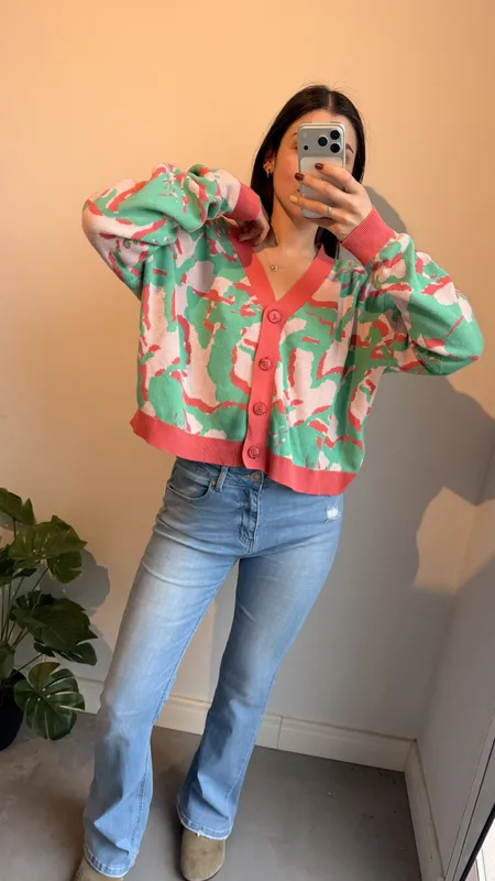 Saco indian rosa y verde talle xl