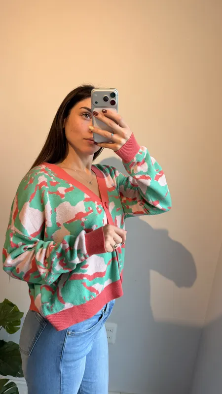 Saco indian rosa y verde talle xl