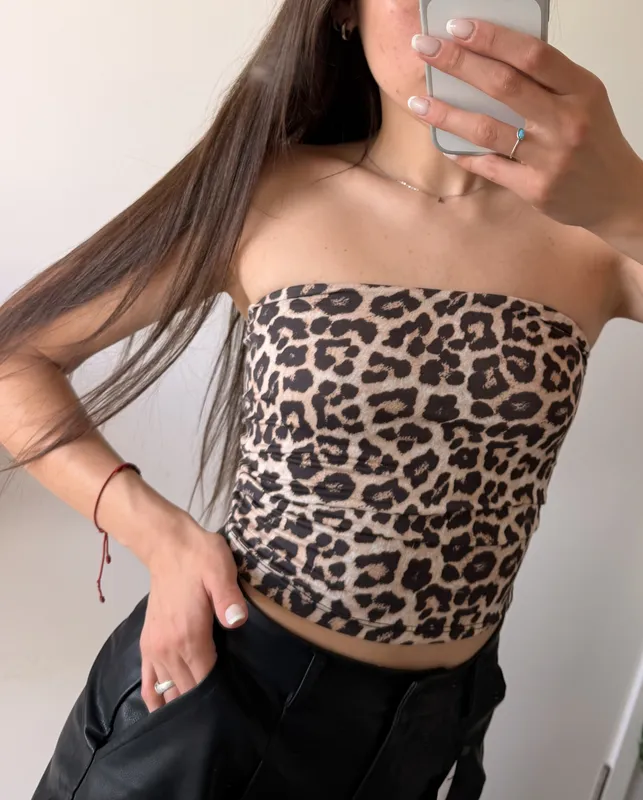 Top straples animal print talle s