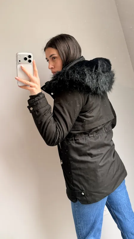 Campera parka con corderito indian talle s