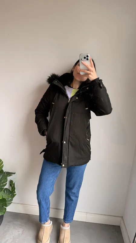 Campera parka con corderito indian talle s