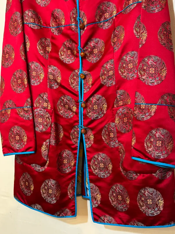 Tapado oriental rojo cuello mao