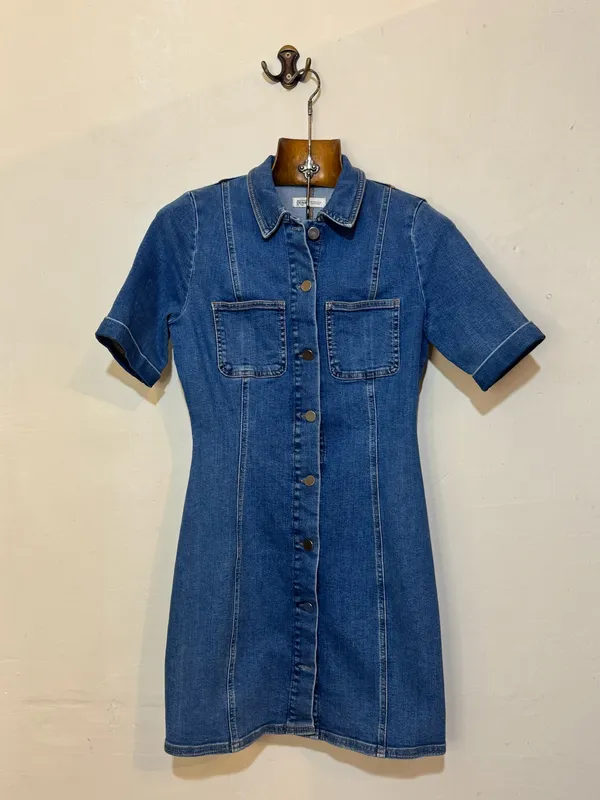 Vestido jean corto botones