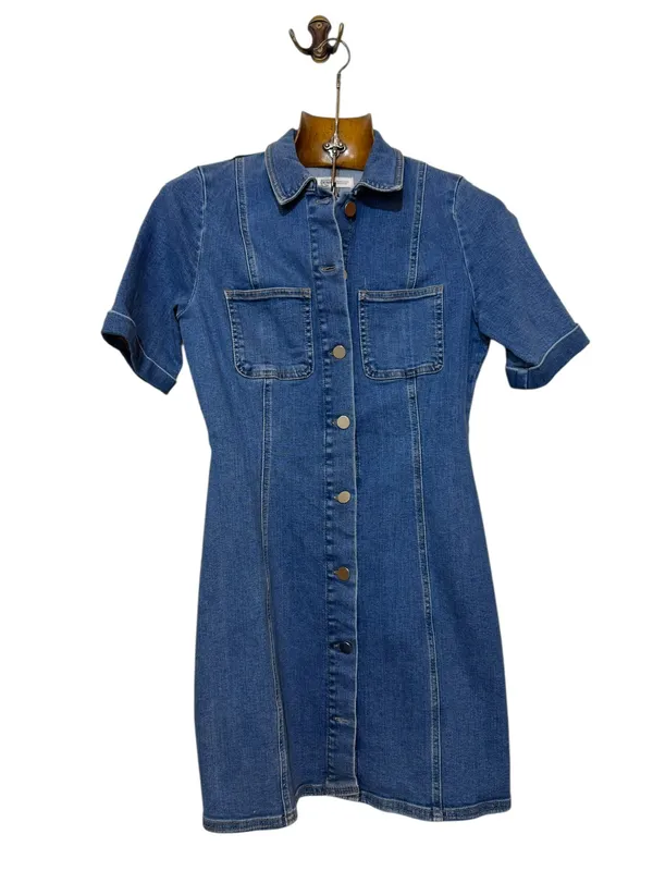 Vestido jean corto botones