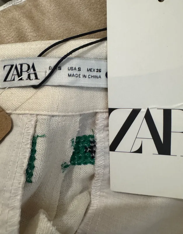 Pantalón de lino bordado