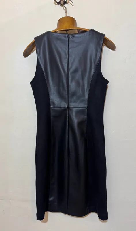 Vestido negro eco cuero y gamusina