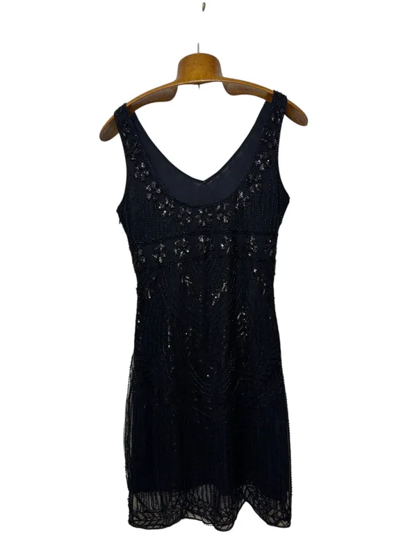 Vestido negro bordado lentejuelas