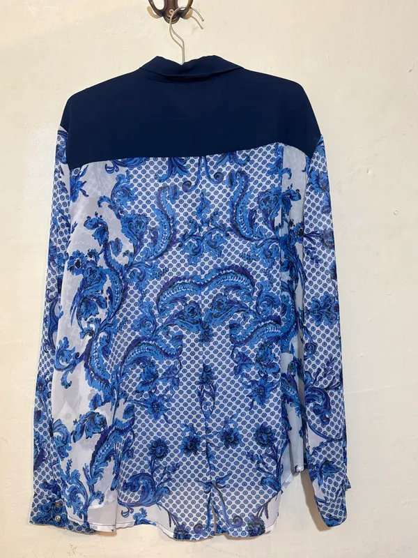 Camisa gasa estampada azul
