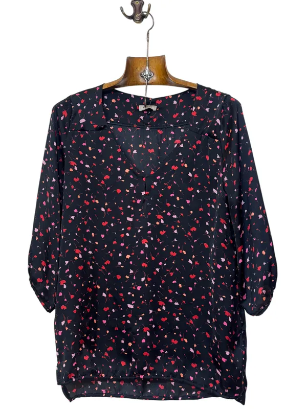 Blusa seda negra estampada