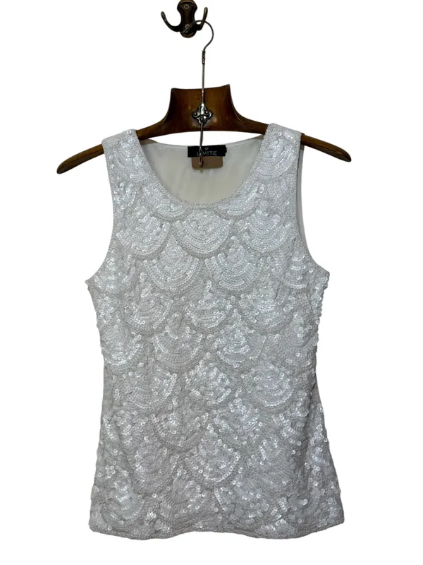 Musculosa lentejuelas blanca