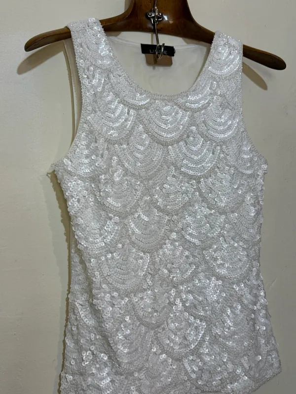 Musculosa lentejuelas blanca